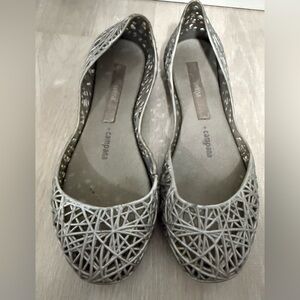 MINI MELISSA 31514 CAMPANA ZIG ZAG IV INF SILVER LITTLE KIDS SLIP ON Sz 2